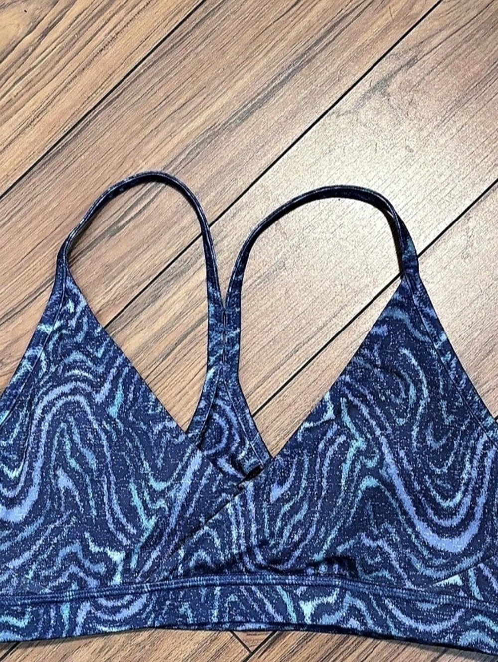 Patagonia Barely Bra Abstract Bikini Top in Blue L